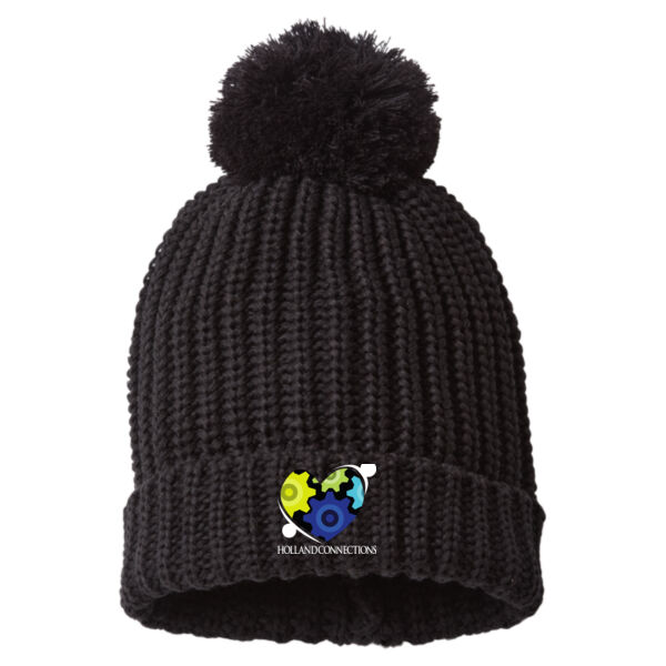 Richardson Chunky Cable with Cuff & Pom Beanie - Embroidered Logo Thumbnail